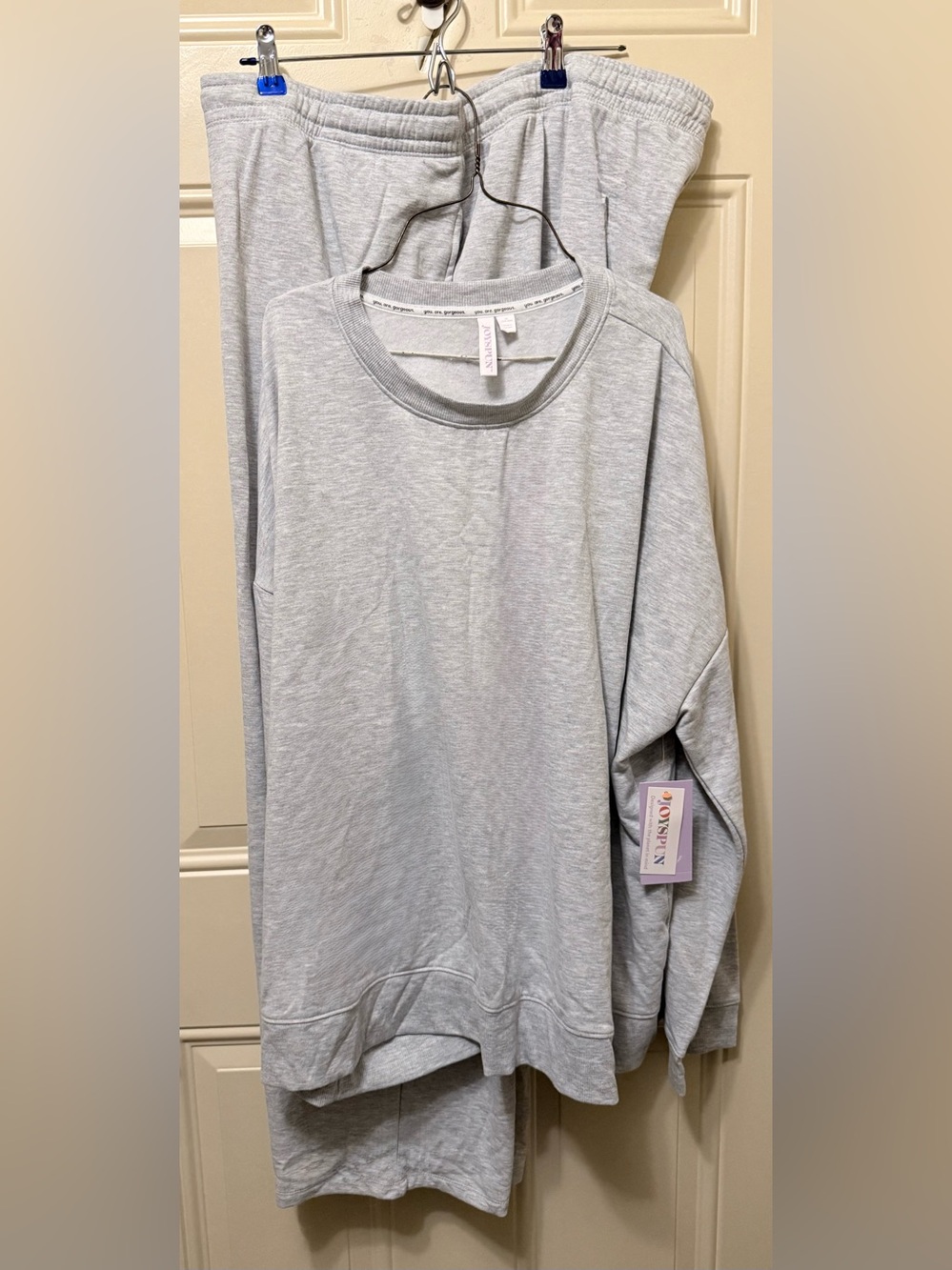 Joyspun Light Athletic Gray Women's Lounge Set Cozy Everyday Size 3X